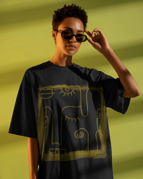 Abstract Face Unisex Premium Oversized T-Shirt